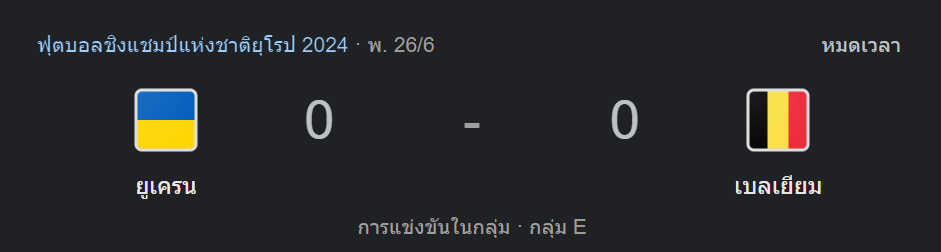 ยูเครน 0-0 เบลเยียม