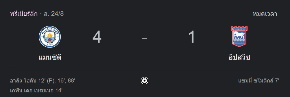 แมนเชสเตอร์ ซิตี้ 4-1 อิปสวิช ทาวน์
